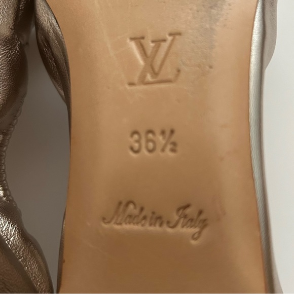 Louis Vuitton Metallic Leather Amulet Sequins Bow Scrunch Ballet Flats 36.5 - Picture 7 of 10